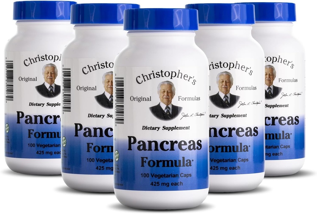 Christopher's Original Formulas Pancreas Formula - Pancreas Cleanse Detox & Repair - Probiotics for Digestive Health - Pack of 5