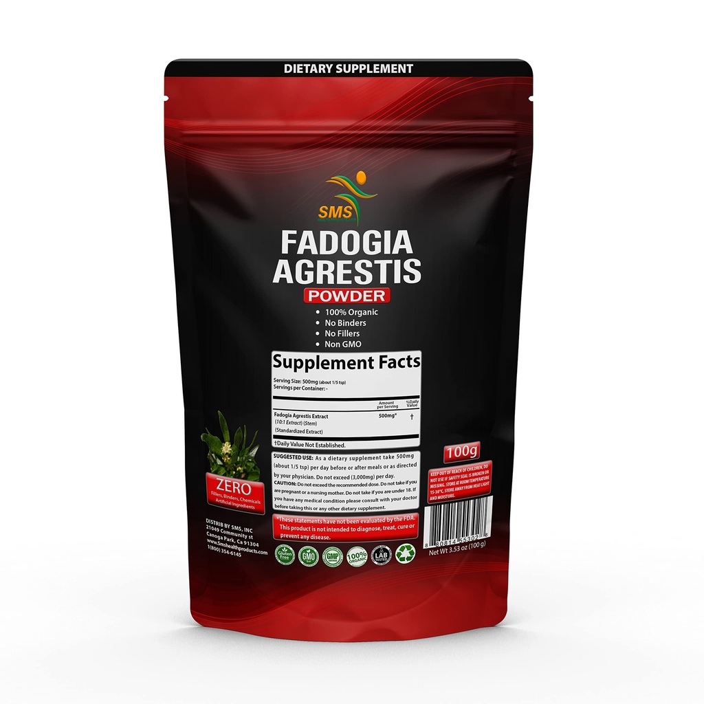 Fadogia Agrestis Extract Powder 100g (Maximum Strength) | Supports Athletic Performance, Strength, Drive | Organic, Non GMO, Third Party Tested, Gluten Free Supplement