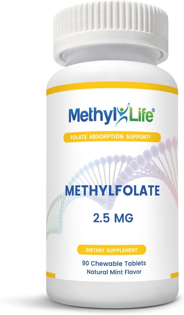 L-méthylfolate 2,5 - L-5-MTHF sous forme de Magnafolate-C (2 500 mcg par comprimé) - [90 comprimés à croquer]