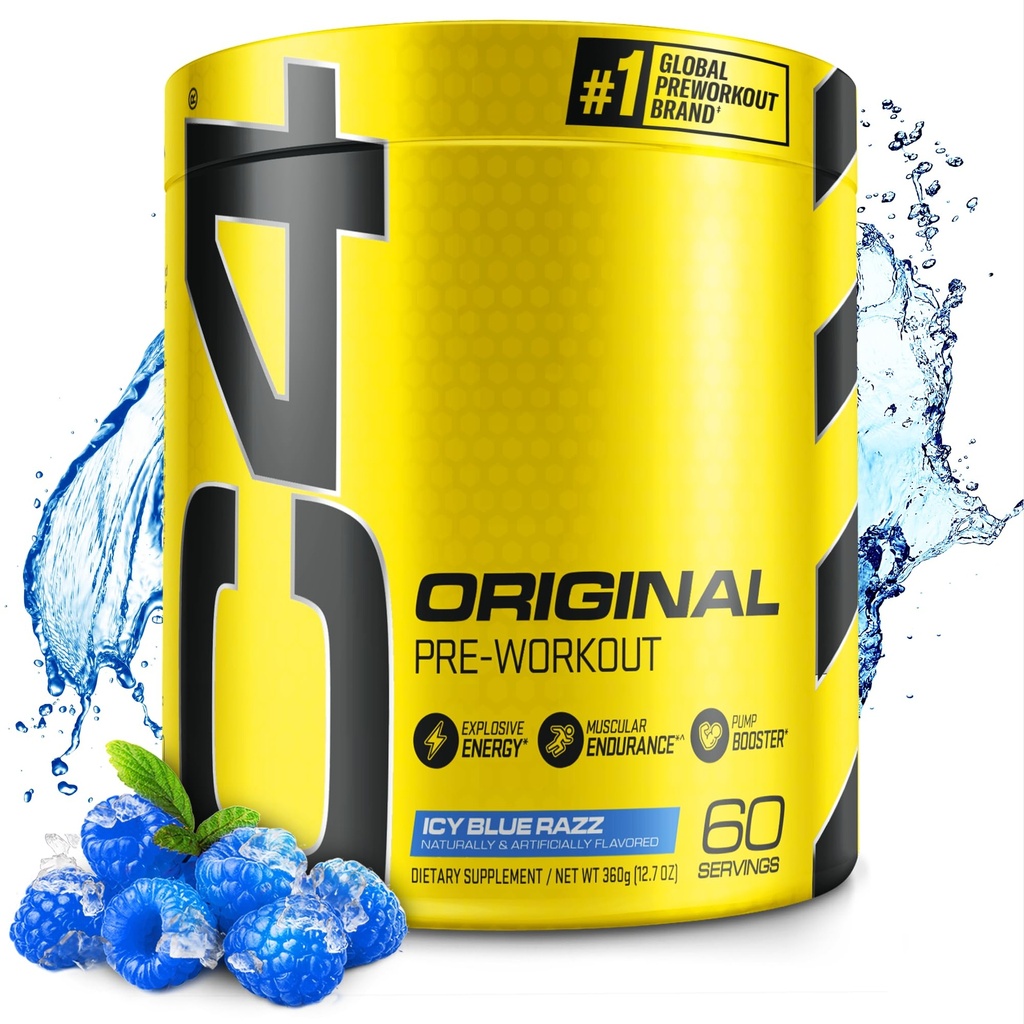 Cellucor C4 Original Pre Workout Powder ICY Blue Razz - Vitamin C für Immununterstützung - Sugar Free Preworkout Energy for Men & Women - 150mg Caffeine Plus Beta Alanine Plus Creatine - 60 Servietten