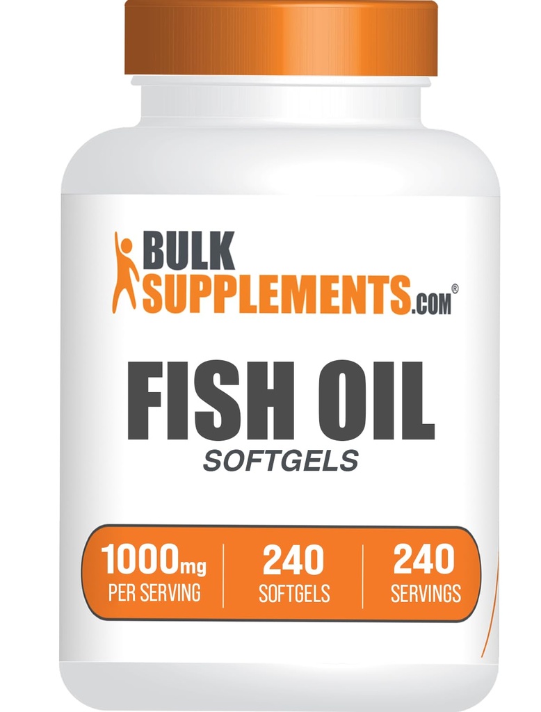 BulkSupplements.com Fish Oil 1000mg Softgels - Fish Oil Supplements, Omega 3 Supplements - Glutenfrei, 1 Softgel pro Servierung, 240 Count (Pack von 1)