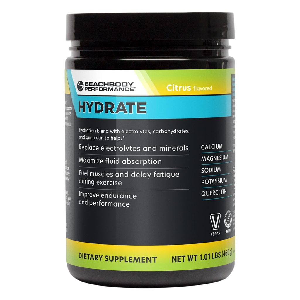 BODi Hydrate Performance Hydration Supplement, Quercetin angereichertes Elektrolytpulver, 4 Schlüsselelektrolyte: Kalium, Magnesium, Natrium, Calcium - unterstützt Endurance & Fluid Balance, Citrus, 40 SRV