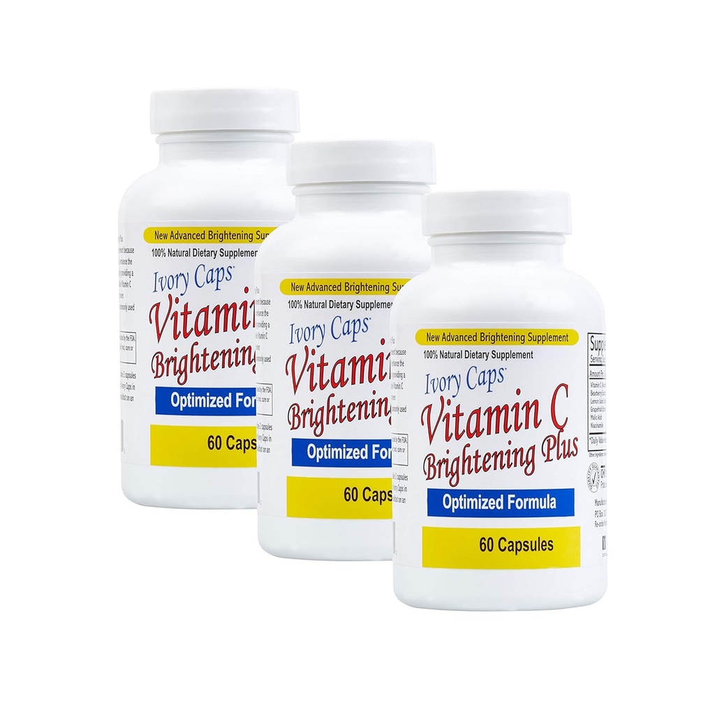 3 Pack - Elfenbeinkappen maximale Stärke Vitamin C Aufhellung Plus 60 Kapseln