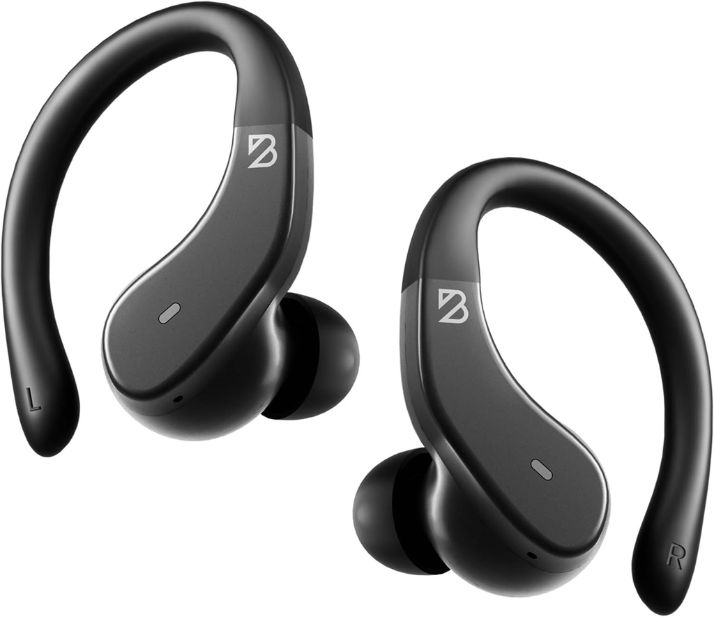 Back Bay Audio - Runner's Wireless Earbuds Bluetooth Kopfhörer für Sport, Hook Over The Ear Buds, Deep Bass, Wrap Around Ohrhörer mit Earhooks für Laufen, Workout Wireless Kopfhörer für das Gym