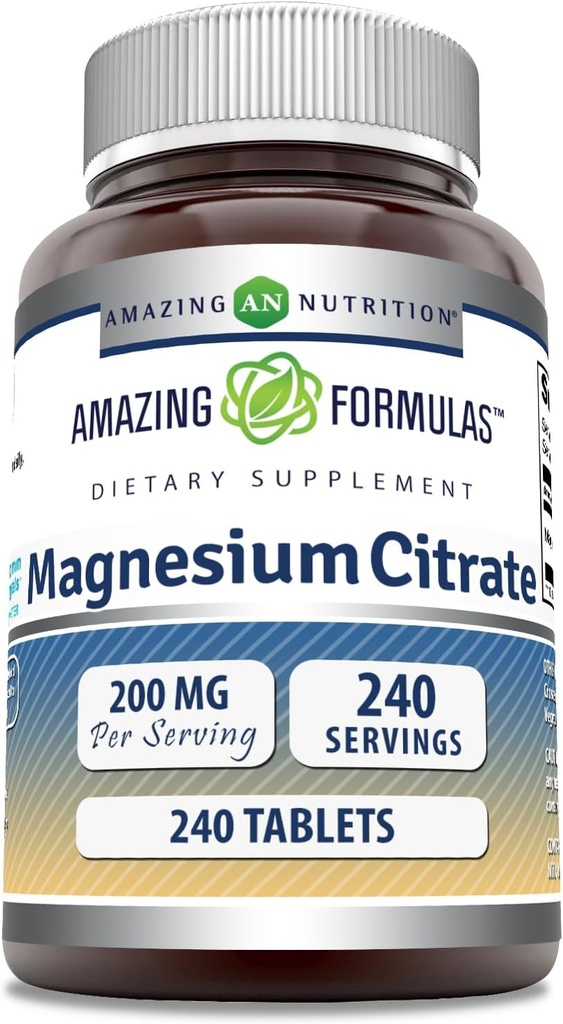 Erstaunliche Formeln Magnesium Citrat | 200 Mg Tabletten | Mineralische Ergänzung | Non-GMO | Gluten Free | Made in USA (1 Pack, 240 Count)