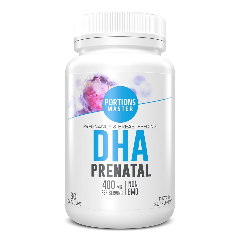Portions Master DHA Supplément Oméga-3 prénatal, rénatal avec 300 mg DHA, soutient le développement du cerveau et des yeux foetal, la nutrition de la grossesse et de l'allaitement, non-OGM, sans gluten (30 softgels)