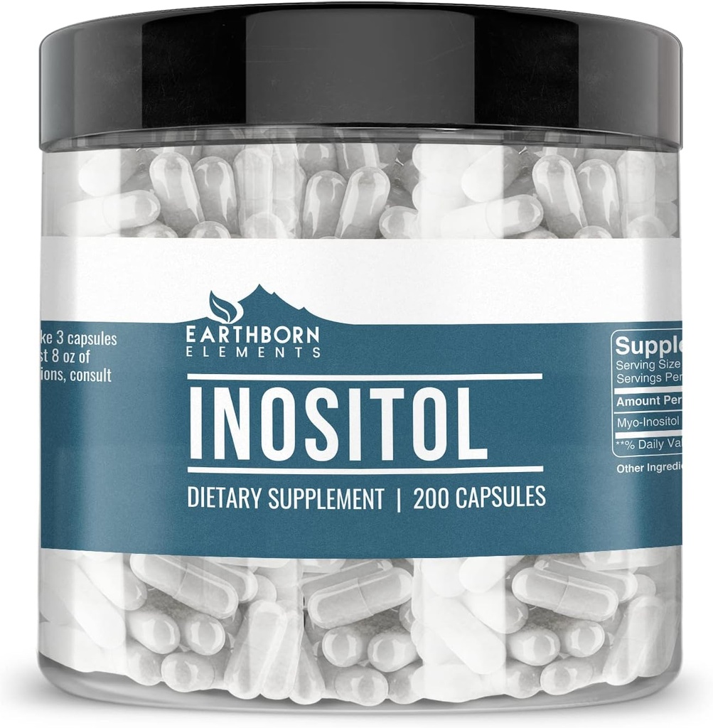 Earthborn Elements Inositol 200 Capsules, Pure & Undiluted, No Additives