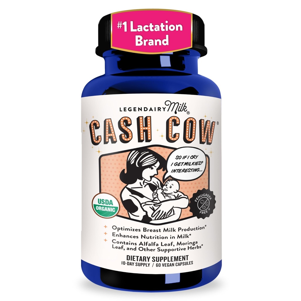Supplément d'allaitement au lait légendaire, Moringa, Alfalfa et Goat's Rue Supplément d'allaitement pour l'augmentation de l'offre de lait, Fenugreek-Free, certifié biologique, végétalien, non-OGM, 60 capsules