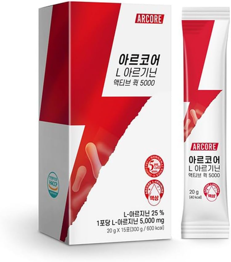 BOTO Arcore L-Arginine Active Quick 5000, High Dose Liquid Supplement, Unterstützt Energie und Erholung, patentierte Zutaten, Lemon Flavor 20g X 15 Sticks