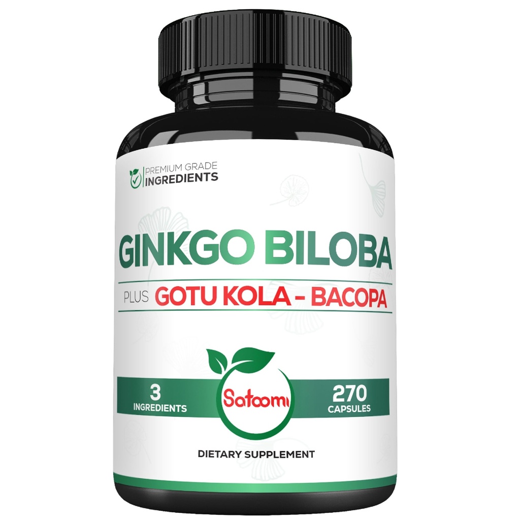 1520mg Ginkgo Biloba Ergänzungen mit Gotu Kola Leaf, Bacopa Monnieri - 270 Kapseln - Extra Stärke Unterstützung für Gehirn Gesundheit, Gedächtnis Funktion, Fokus & Vision Qualität - 3 Monate Versorgung