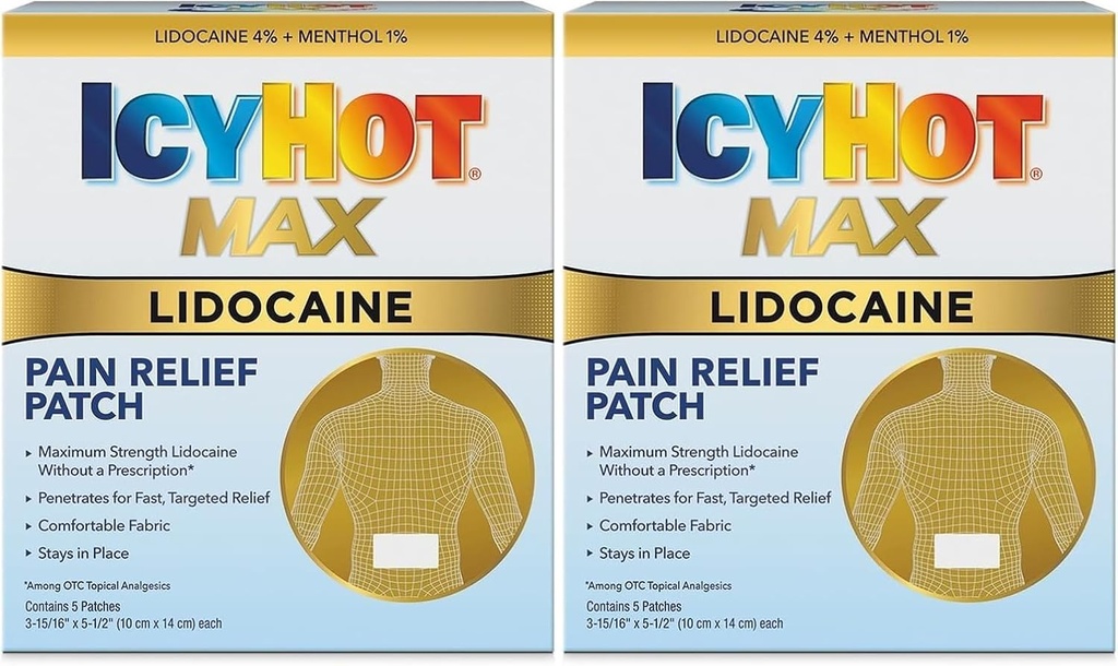 Icy Hot Max Strength Lidocaine Pain Relief Patch (5 Zähler) Penetrate für schnelles, gezieltes Relief (Pack von 2)