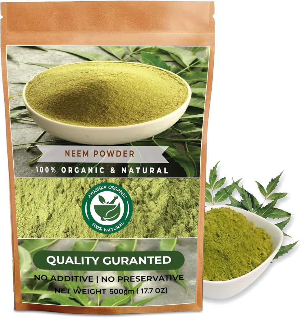 Poudre de Neem: Azadirachta Indica: supplément naturel à base de plantes pour soins de la peau et des cheveux (17,7 OZ, 500 gm)