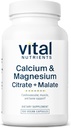 Vital Nährstoffe Calcium und Magnesium | Citrate und Malate Complex | Vegan Ergänzung | Unterstützung Knochenstärke, Muskel- und Herz-Kreislauf-Gesundheit* | Gluten, Milch und Soja Frei | Non-GMO | 100 Kapseln