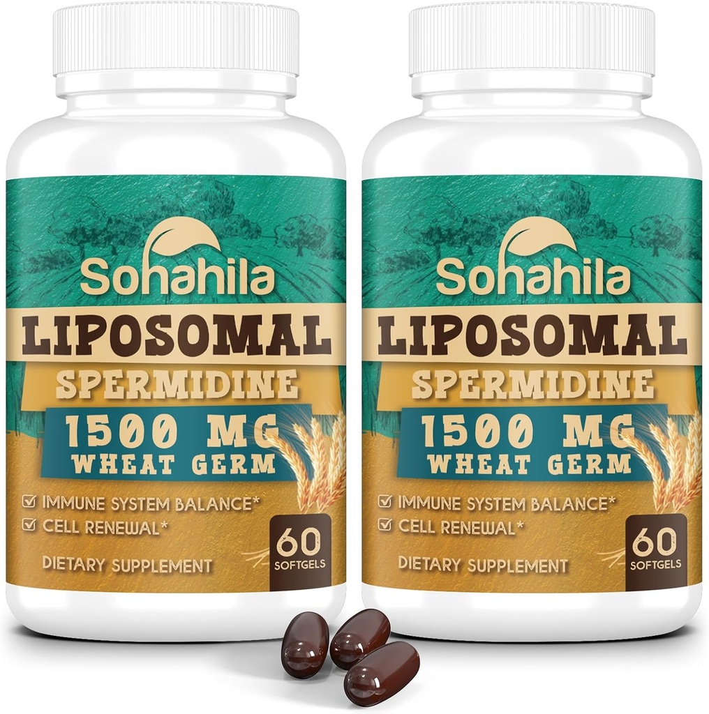 Spermidine Supplement 15 MG - 99% Purity, High Absorption, 1500 MG Fermented Wheat Germ Extract with Zinc & Thiamin, Spermidine for Men & Women - Cellular Renewal, Aging Defense, Energy, 120 Softgels