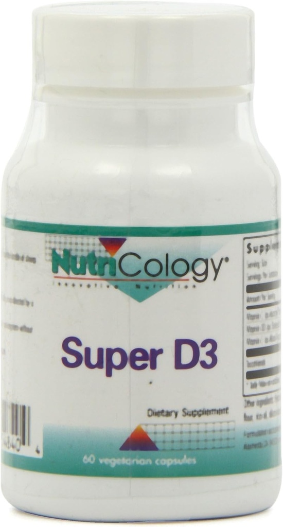 Nutricology Super D3 Nahrungsergänzung - Knochen & Immununterstützung, Cholecalciferol mit C & E, Vegetarische Kapseln, Glutenfrei - 60 Count