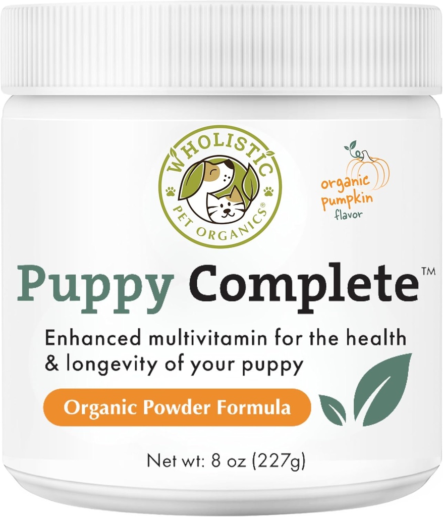 Wholistic Pet Organics Puppy Complete - Dog Multivitamin Powder - 8 Oz - Daily Dog Vitamins & Supplements für hausgemachte Lebensmittel - Immunsystem, Haut, Fleisch & Gesamtgesundheit - Kleine und große Zucht Welpen