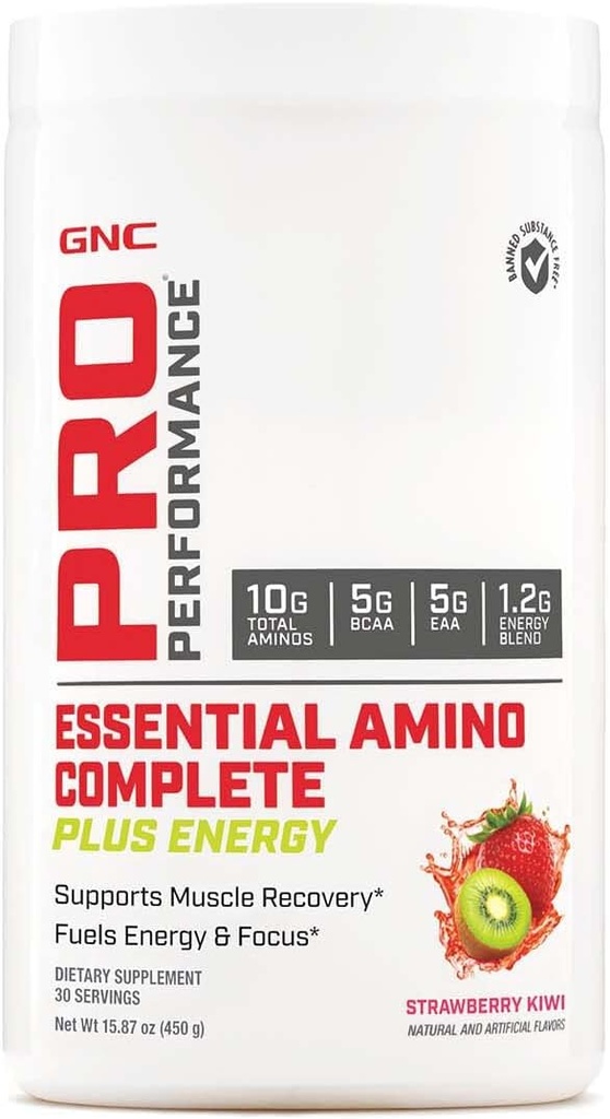 GNC Pro Performance Essential Amino Complete Plus Energy, unterstützt Muscle Recovery, Strawberry Kiwi, 15.9 oz.