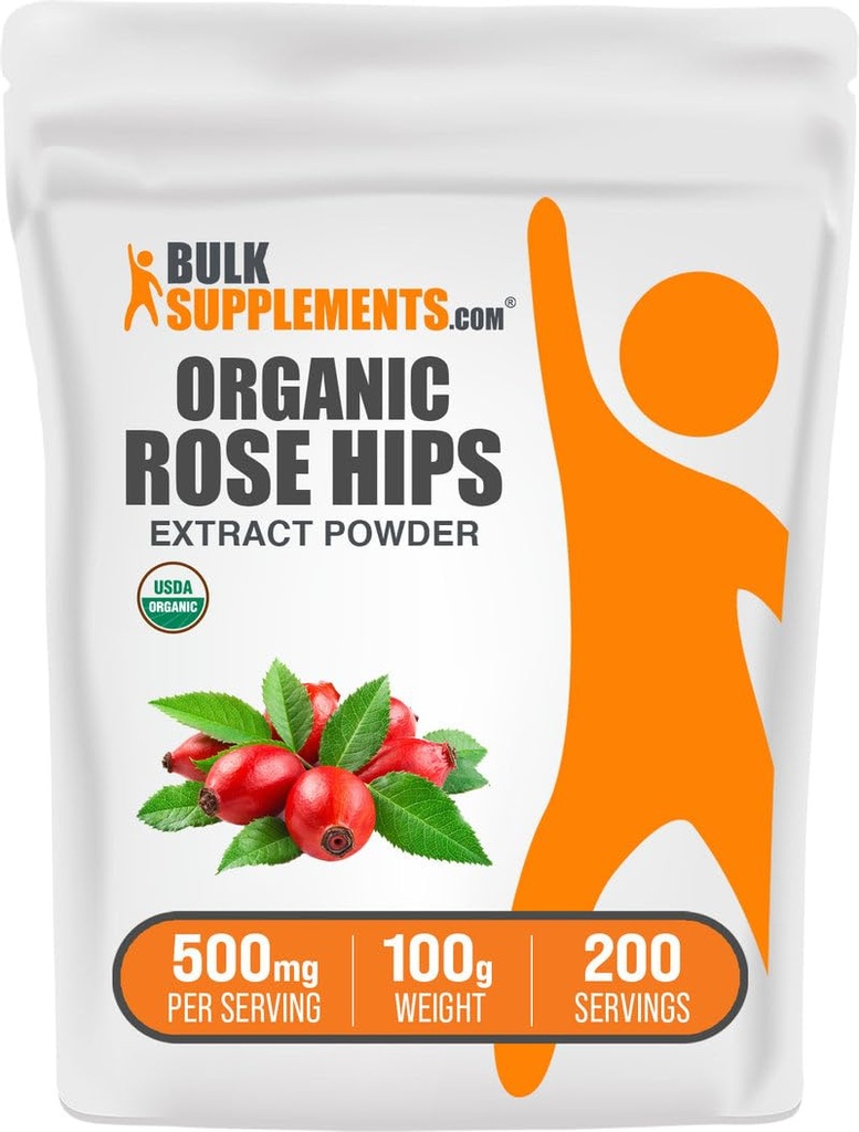 BulkSupplements.com Poudre d'extrait de rosée biologique - supplément de rosée HIPS, poudre de rosée - supplément à base de plantes, source d'antioxydants - sans gluten, 500mg par portion, 100g (3.5 oz) (paquet de 1)