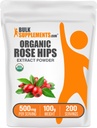 BulkSupplements.com Organic Rosehip Extract Powder - Rose HIPS Supplement, Rosehip Powder - Herbal Supplement, Antioxidants Source - Gluten Free, 500mg per Serving, 100g (3.5 oz) (Pack of 1)
