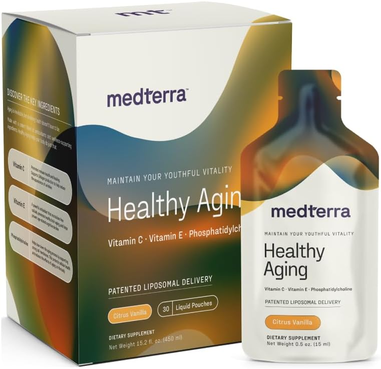 Medterra 3700mg Liposomal Vitamin C | 3X Höhere Absorption Klinisch nachgewiesen | Immunität, Energie und Haut Unterstützung | Vegan, natürliche Inhaltsstoffe | Citrus Vanilla Flavor, flüssiger Pouch, 30 Servierungen