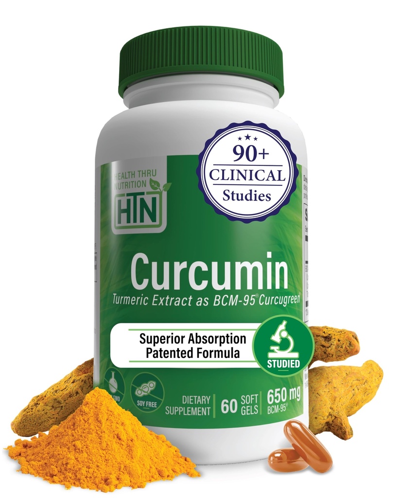 Gesundheit Thru Ernährung Curcumin 650mg BCM-95 Curcugreen | Kurkumin Complex | Hohe Absorption | Gesunde Entzündung Antwort | Klinisch untersucht | 3. Partei getestet | Non-GMO (Pack von 60)