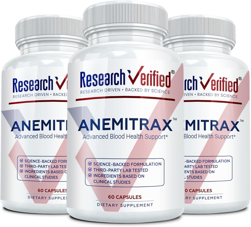 Forschung Verified Anemia Support - Replenish Iron, Regulate Hämoglobin, Verbesserung der Energie - Eisen, Vitamin C, Vitamin A, B12, Folate, BioPerine - 180 Kapseln - Vegan