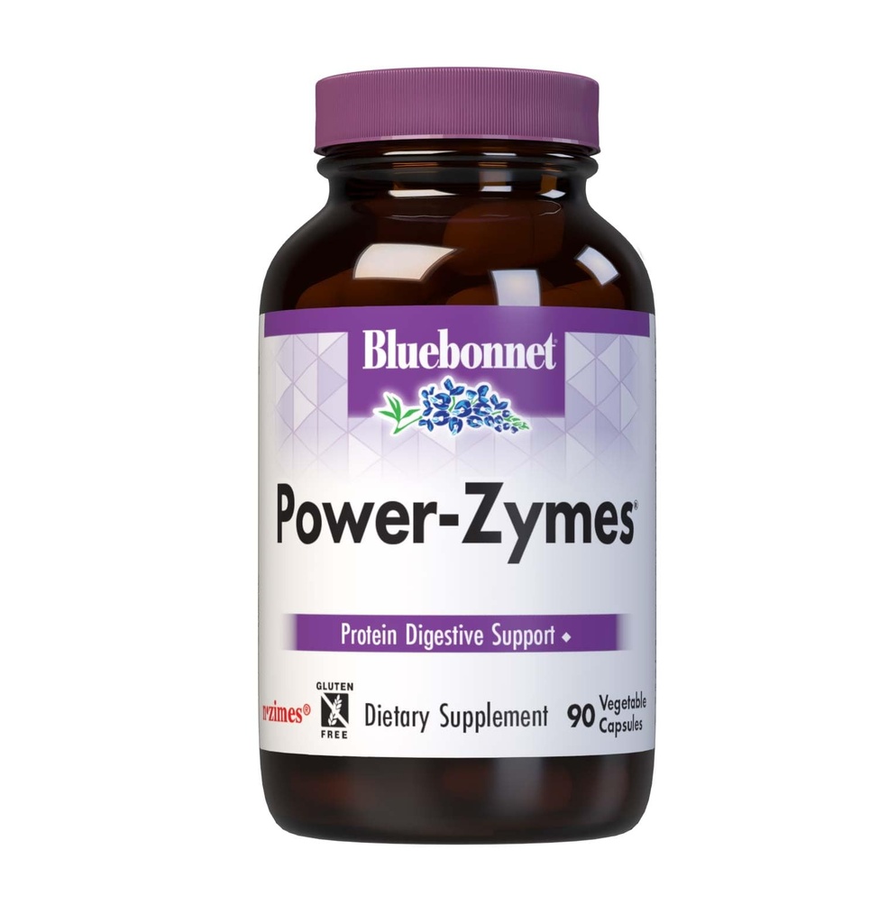 Bluebonnet Nutrition Power-Zymes, Protein Digestive Support*, Soy-Free, Gluten-Free, Dairy-Free, 90 Gemüsekapseln, 90 Portionen