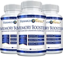 Research Verified Memory Booster - Supplément Nootropic - Améliorer la cognition et la mémoire - Le Lion, Ginkgo Biloba, BioPerine - Approvisionnement de 3 mois - Non-OGM - Fabriqué aux États-Unis