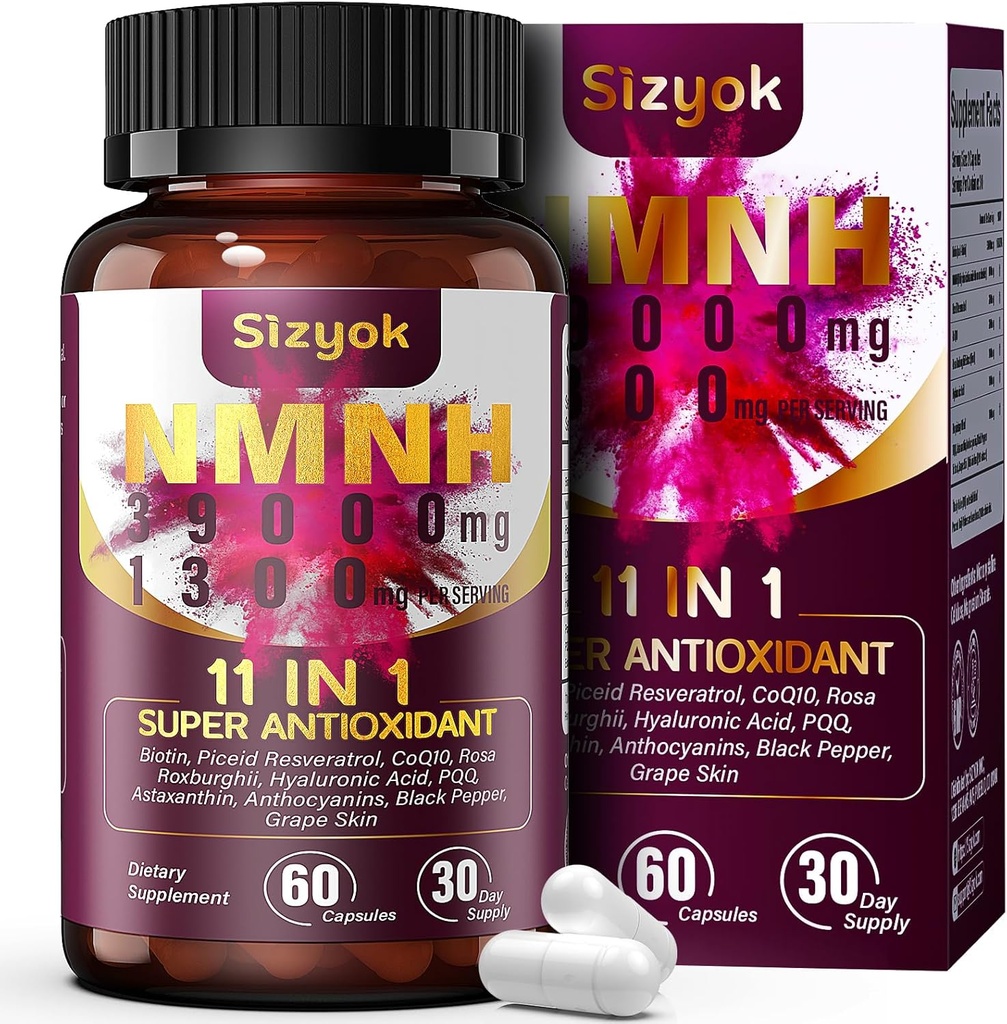 NMNH Supplement (Dihydronicotinamide Mononucleotide) 600mg - Boost NAD with Resveratrol, 123456789