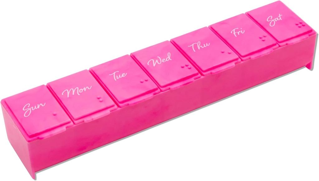 EZY DOSE Weekly (7-Day) Tägliche Pille Fall, Medizin Planner, Vitamin Organizer, Ergänzungsbehälter, bequem und einfach zu bedienen, große Komponenten, Pink, Reisen-freundlich, Made in USA, BPA Free