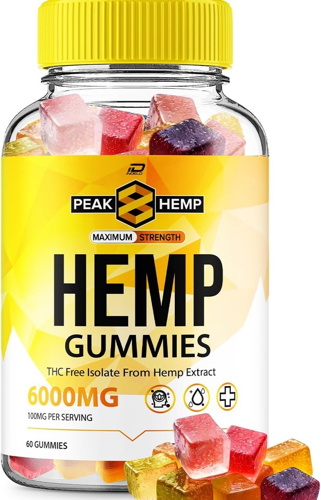 Peak 8 Gommies de chanvre - avec extrait de graine de chanvre Peak 8 Gommies de chanvre Acouphène supplément à base de plantes, soutien à la santé et au mieux-être, tout naturel Gommy de chanvre (1 Pack - 60 Gommies)