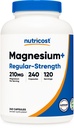 Nutricost Magnésium+ Force régulière (210mg, 240 capsules) - 120 portions, faites avec du glycinate de magnésium et de l'oxyde, non OGM, sans gluten et respectueux des végétaux