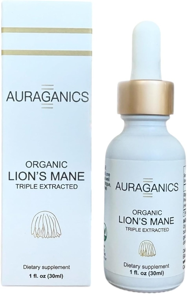 Bio-Triple extrahiert Lion's Mane Mushroom Fruiting Body Tincture | USA Grown and Certified Organic | Use for Focus, Memory and Mental Clarity | 1 Monat Supply | Cinnamon Flavor