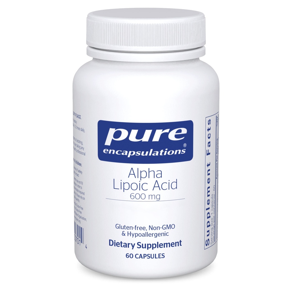Encapsulations pures acide lipoïque alpha 600 mg - supplément ALA pour le soutien du foie, les antioxydants, la santé nerveuse, la santé cardiovasculaire et le soutien aux glucides - acide lipoïque alpha Premium - 60 capsules