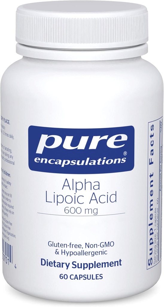 Pure Encapsulations Alpha Lipoic Acid 600 mg - ALA Supplement for Liver Support, Antioxidants, Nerve Health, Cardiovascular Health & Carbohydrate Support - Premium Alpha Lipoic Acid - 60 Capsules