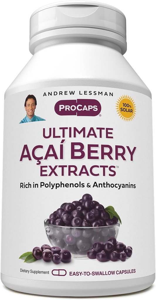 ANDREW LESSMAN Ultimate Açai Berry Extrakte 60 Kapseln - Liefert Standardisierte, Anti-Oxidant Rich, Beneficial Acai Berry Constituents. High-Potency Blend. Schutzstoffe. Keine Zusatzstoffe
