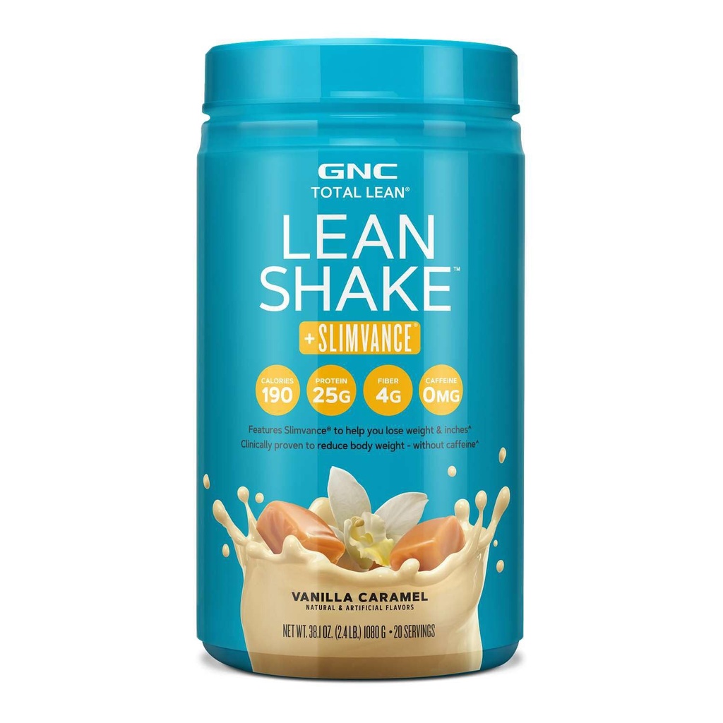 GNC Total Lean Shake + Slimvance, Koffeinfreies Proteinpulver, hilft, Körpergewicht zu reduzieren, Vanilla Caramel, 20 Servierungen