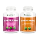 Rein ganzheitliche Resveratrol 1450mg + Bio Ashwagandha 1300mg & Schwarz Pfeffer - Vegan Bundle - 180 + 180 Kapseln - Verpackt mit potenten Antioxidantien - Made in USA