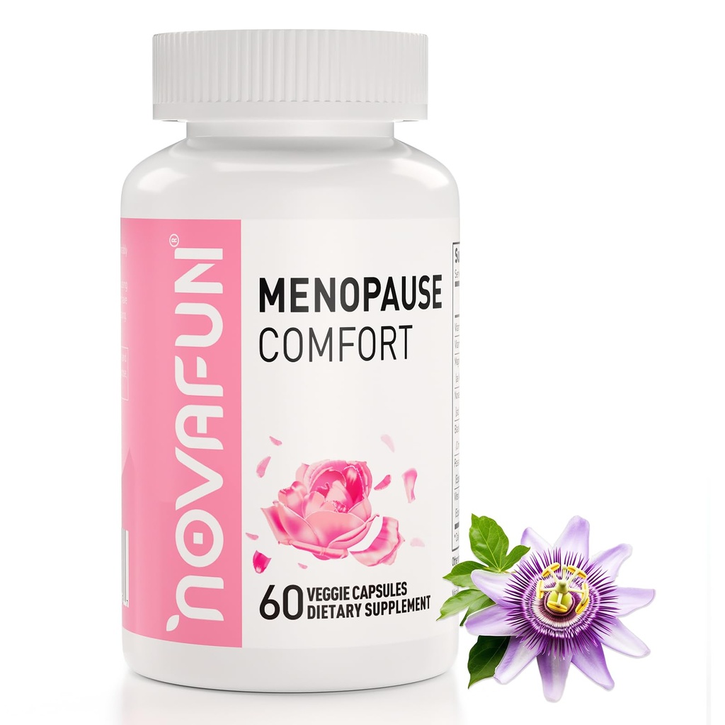 Menopause Relief Capsules for Women, Novasoy Soy Isoflavone, Black Cohosh, Passion Flower, Vitex, Vitamin B6, Vitamin B12, Magnesium, 60 Count