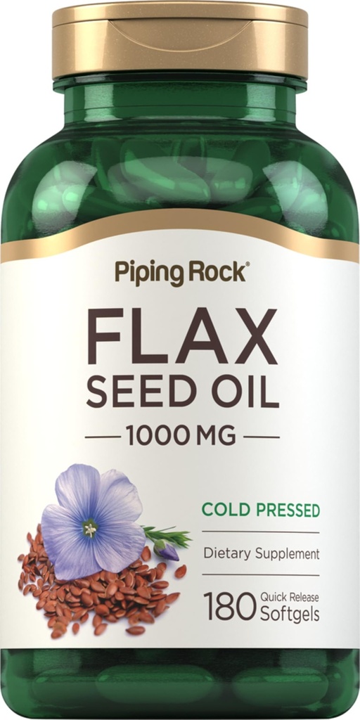 Piping Rock Huile de lin 1000mg Capsules de softgel