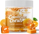Colostrum Chews Supplement mit Probiotika für Gut Health, Bloating, Immununterstützung, Haut, Haarwachstum und Schönheit - Orange Flavor (60 Servierungen)
