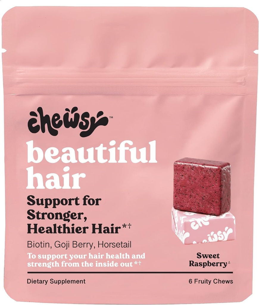 Chewsy - Schöne Haare Kauen - Fördert stärkere, gesündere Haare, Biotin, Vitamine C, A, B12, D3, Goji Berry - 6-Day Supply