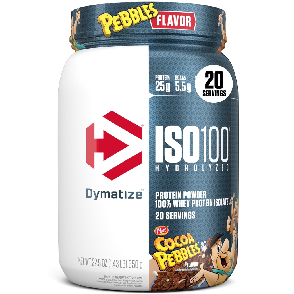 Dymatize x Cocoa Pebbles ISO100 Whey Protein Powder Isolate, 25g Protein, 20 Portionen, 5.5g BCAAs, 120 Cal., Glutenfrei, 1g Fett, 1g Zucker, 2g Carb