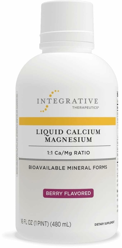 Thérapeutique intégrative Calcium liquide Magnésium - Supplément liquide qui appuie la santé des os* - Comprend la vitamine D3 et un complexe de magnésium - Sans gluten et sans lait - Berry, 16 oz (32 portions)