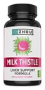 Thistle de lait de Zhou - supplément de santé du foie, extrait de chardon de lait silymarin et poudre pour les hommes et les femmes, nettoyage des plantes, santé métabolique - 60 capsules végétariennes
