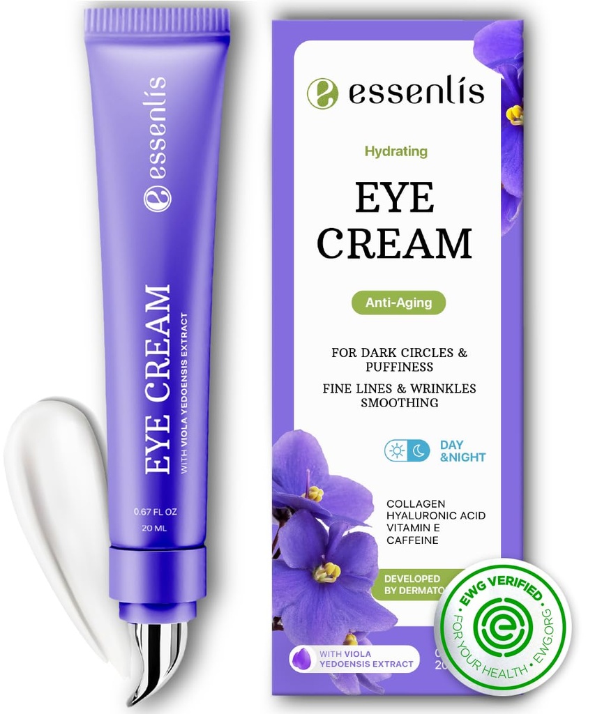 Koffein Augencreme für dunkle Kreise und Puffiness, Taschen unter Augen, Kollagen Anti Aging Day und Nachtkorrektur für Frauen und Männer