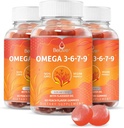 BeLive Organic Omega 3 Gummies - Omega 3 6 9 7 DHA & EPA von Flaxseed Oil & Sea Buckthorn Fruchtöl, Vegan, für Kinder & Erwachsene, Vollkörper, Gehirn & Augenunterstützung, Zuckerfrei – Peach | 3-Pack