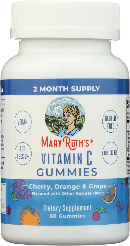 MaryRuth Organics Vitamin C Gummies | Beilage für Immununterstützung & Gesamtgesundheit | Immununterstützung Beilage | Vitamin C für Erwachsene & Kinder | Vegan | Non-GMO | 60 Servietten