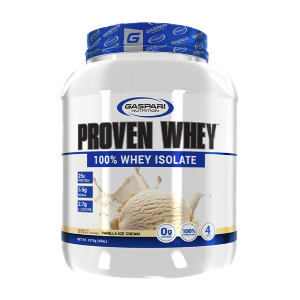 Gaspari Nutrition Proven Whey, 100% hydrolysierte Whey Isolate, High Protein, Lactosefrei, Low Carbohydrat und Low Sugar (4lb, Vanilla Ice Cream)
