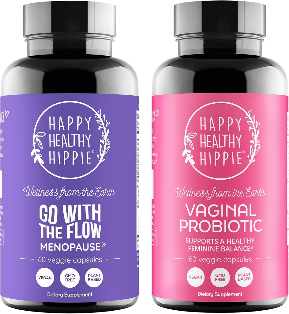 Happy Healthy Hippie Vaginal Probiotics für Frauen & Go mit der Flow Menopause Unterstützung